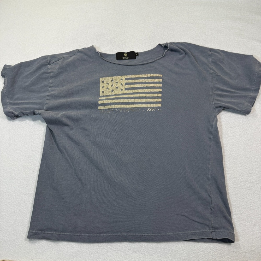 Darc American Wolf T-Shirt Men M Gray Distressed Flag Graphic‎ USA 285/1000